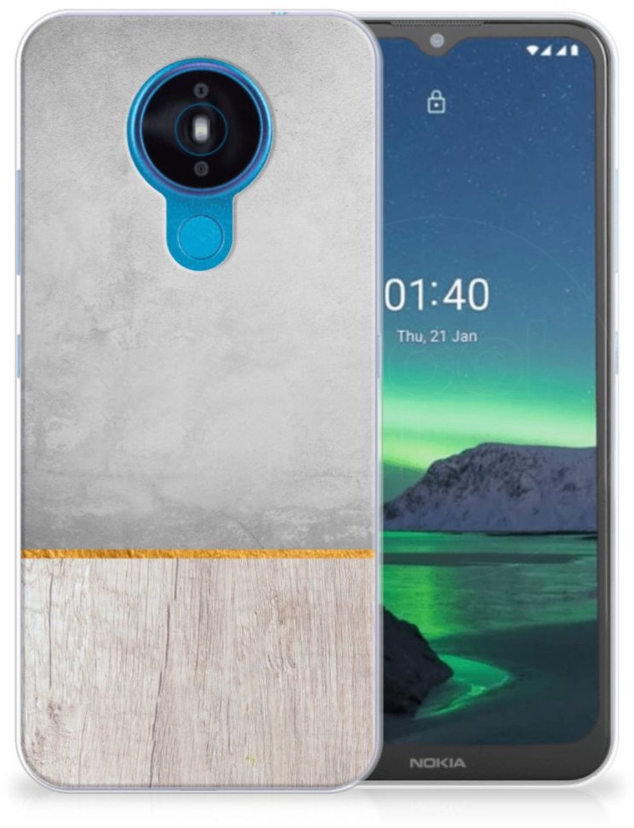 Back Cover voor Nokia 1.4 Bumper Hoesje Wood Concrete