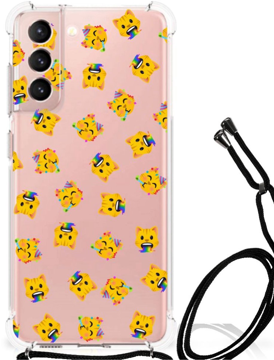 Doorzichtige Silicone Hoesje voor Samsung Galaxy S21 FE Katten Emojis