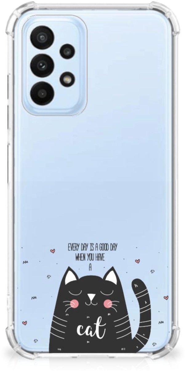 Samsung Galaxy A23 Stevig Bumper Hoesje Cat Good Day