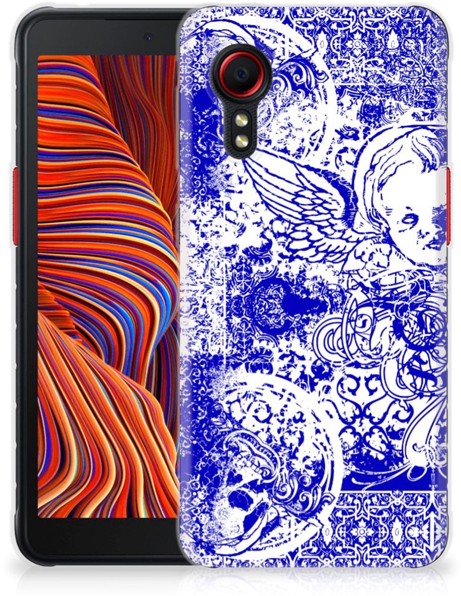 TPU Hoesje voor Silicone Back Case Samsung Galaxy Xcover 5 Angel Skull Blauw