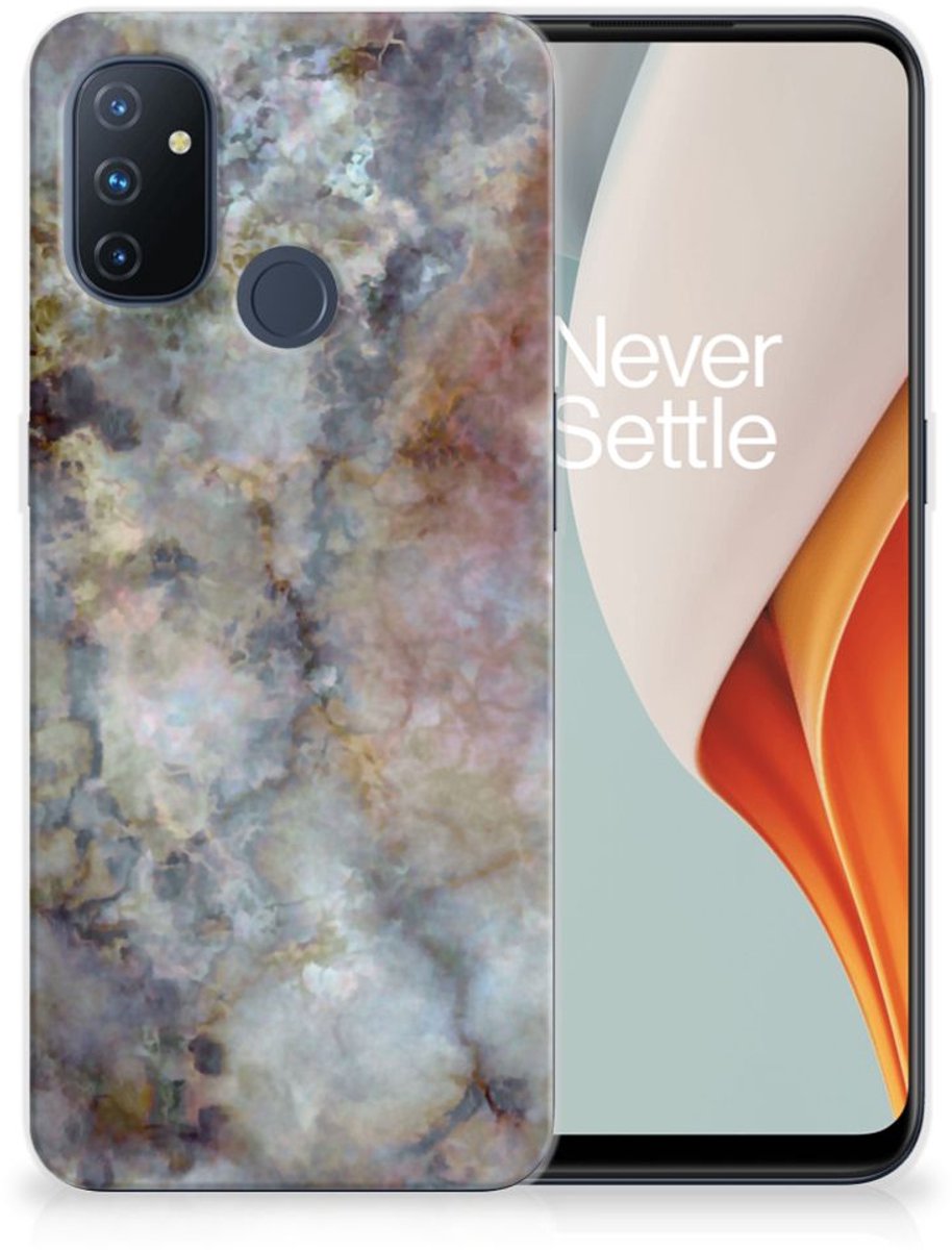 OnePlus Nord N100 TPU Siliconen Hoesje Marmer Grijs