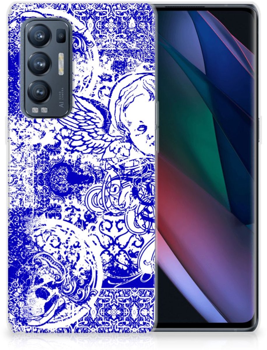 Silicone Back Case OPPO Find X3 Neo Angel Skull Blauw