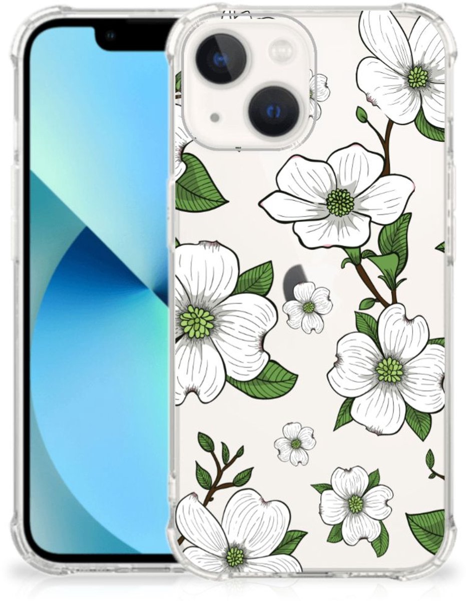 TPU Case Anti-Shock voor iPhone 13 mini Case Dogwood Flowers