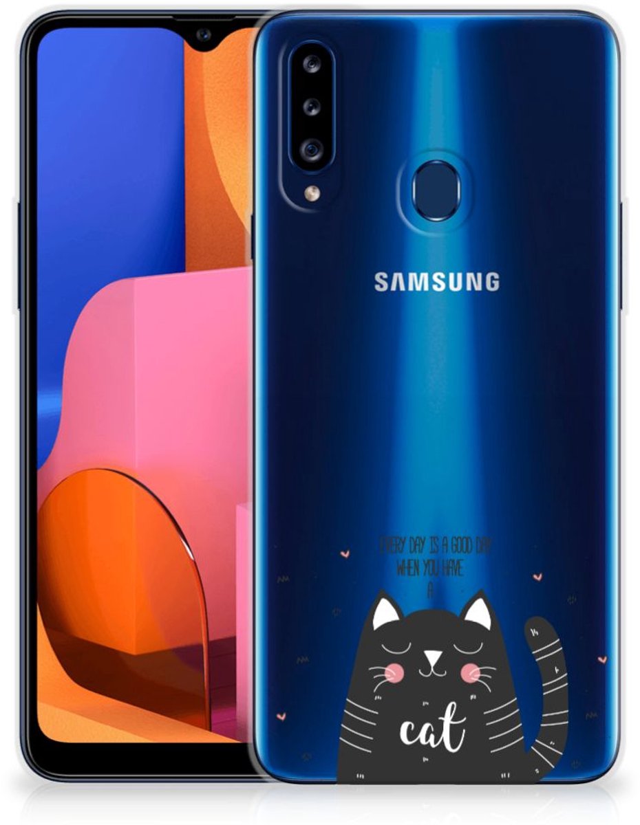 Samsung Galaxy A20s Telefoonhoesje met Naam Cat Good Day