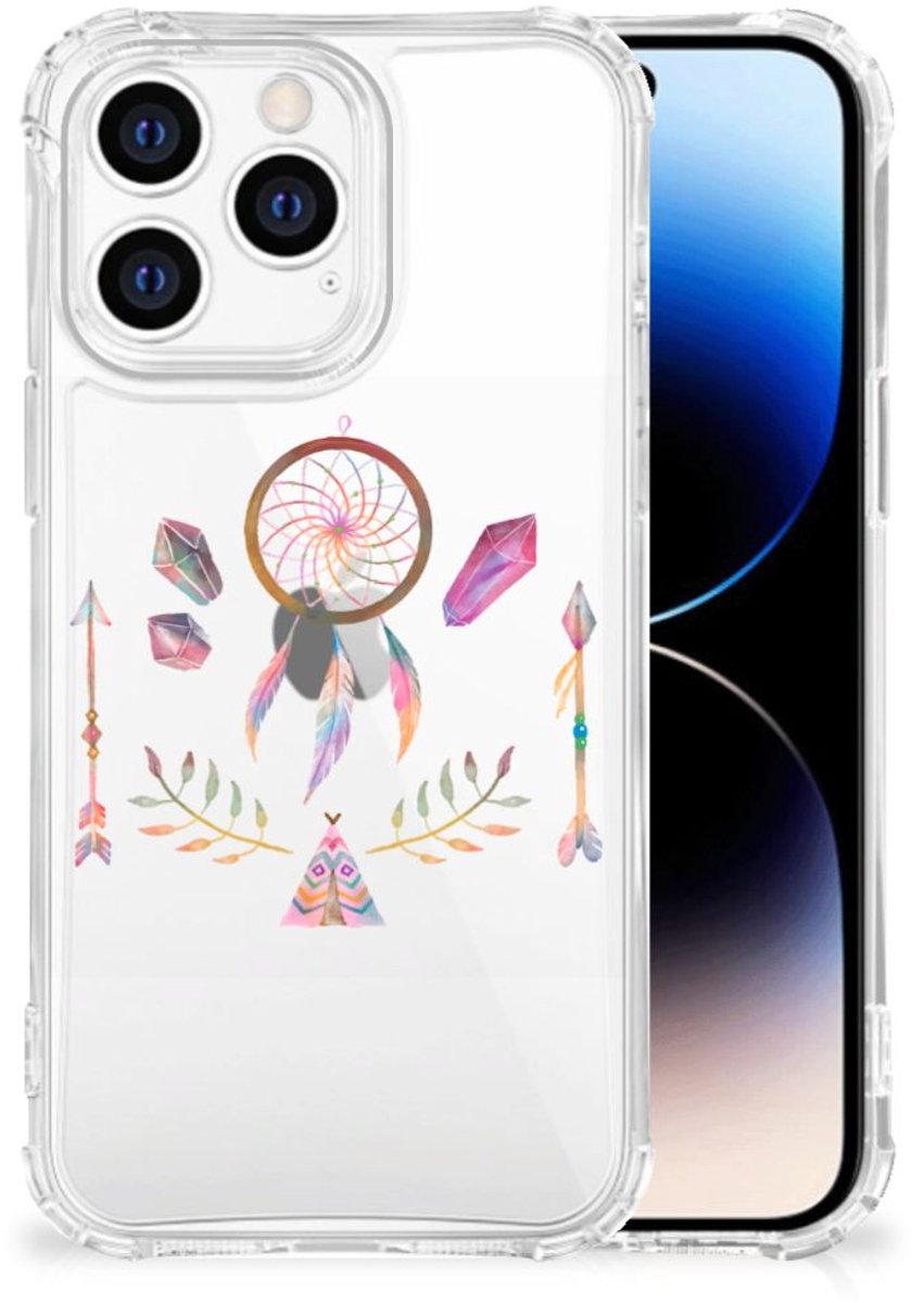iPhone 14 Pro Stevig Bumper Hoesje Boho Dreamcatcher