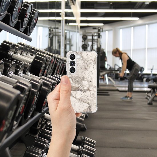 Coque de téléphone avec nom Samsung Galaxy S23 Coque de téléphone avec bordure transparente Marble Beige