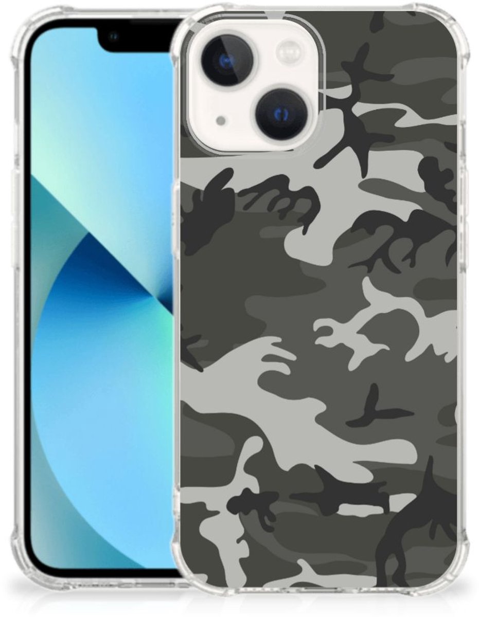 TPU Case Anti-Shock voor iPhone 13 mini Doorzichtige Silicone Hoesje Army Light
