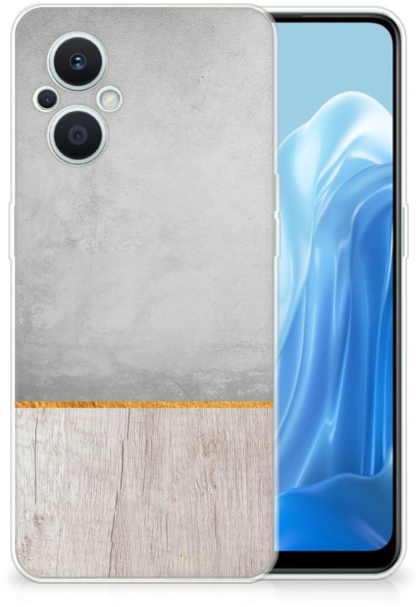 Back Cover voor OPPO Reno8 Lite Bumper Hoesje Wood Concrete