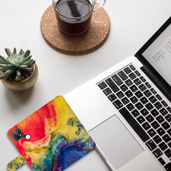 Étui pour téléphone portable OPPO A15 Étui portefeuille aquarelle foncé