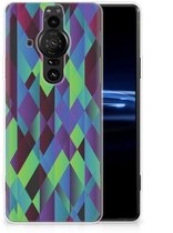 Coque TPU Sony Xperia Pro-I Motif abstrait vert et Blue