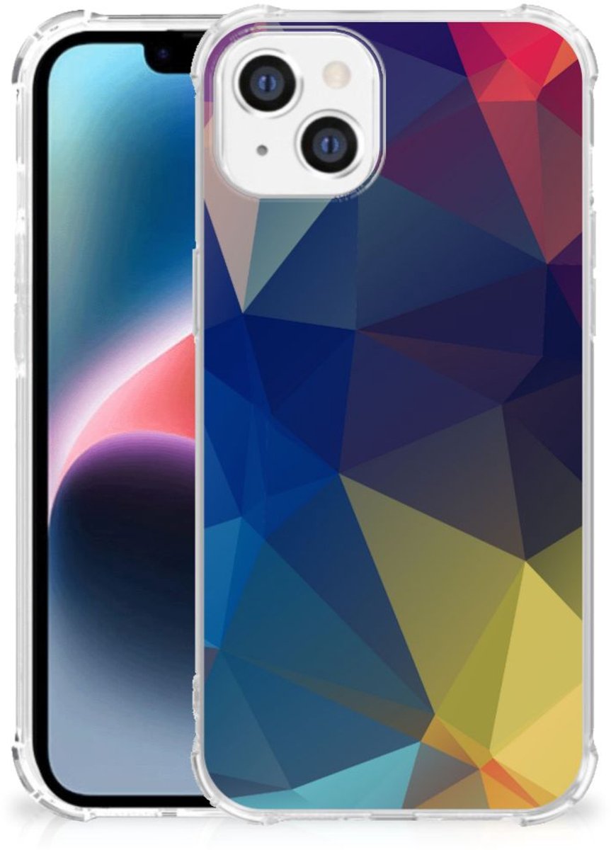 TPU Case Anti-Shock voor Apple iPhone 14 Plus Shockproof Case Polygon Dark