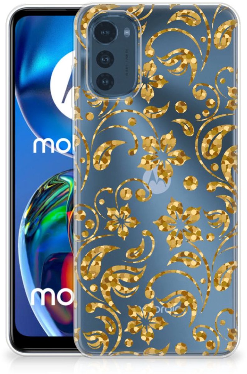 TPU Hoesje voor Motorola Moto E32/E32s TPU Case Gouden Bloemen