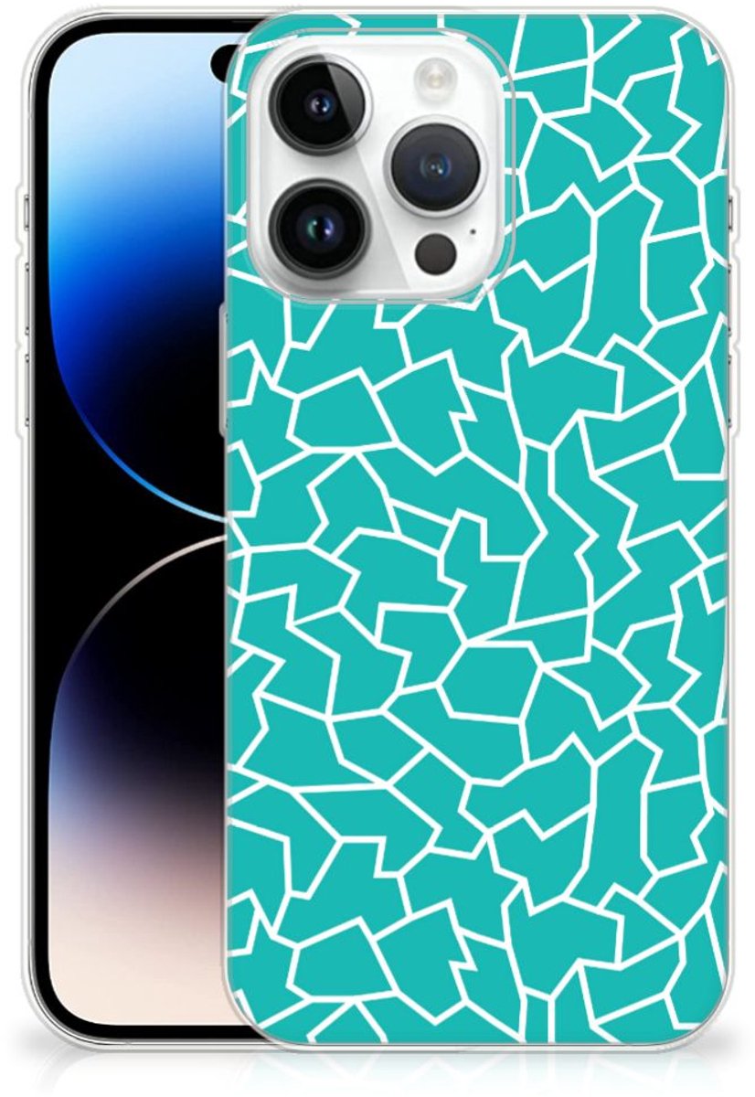 Back Cover voor iPhone 14 Pro Max Hoesje maken Cracks Blue