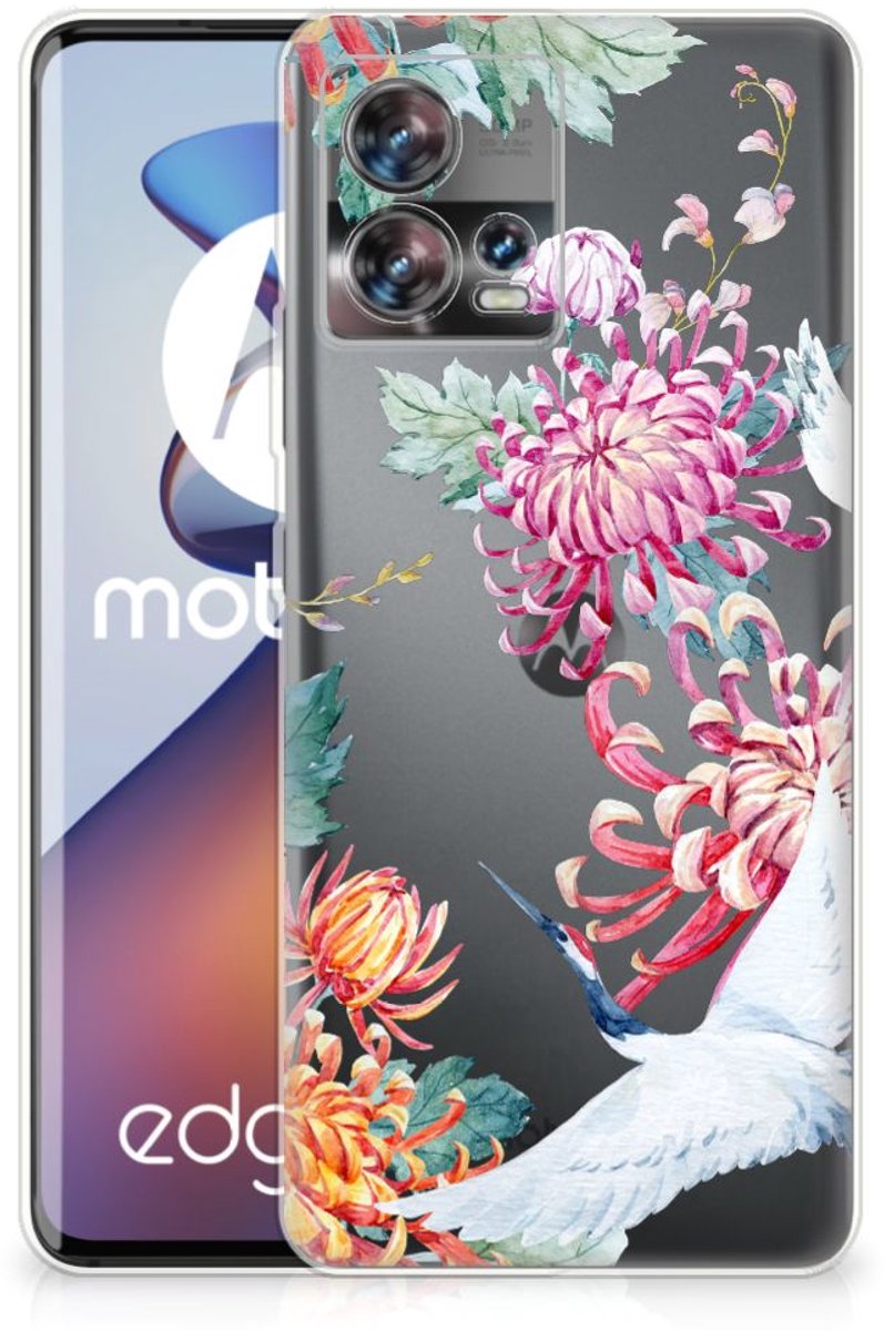 Motorola Edge 30 Fusion TPU Hoesje Bird Flowers