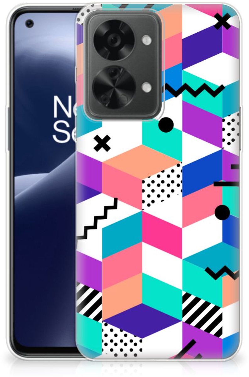 OnePlus Nord 2T TPU Hoesje Blokken Kleurrijk