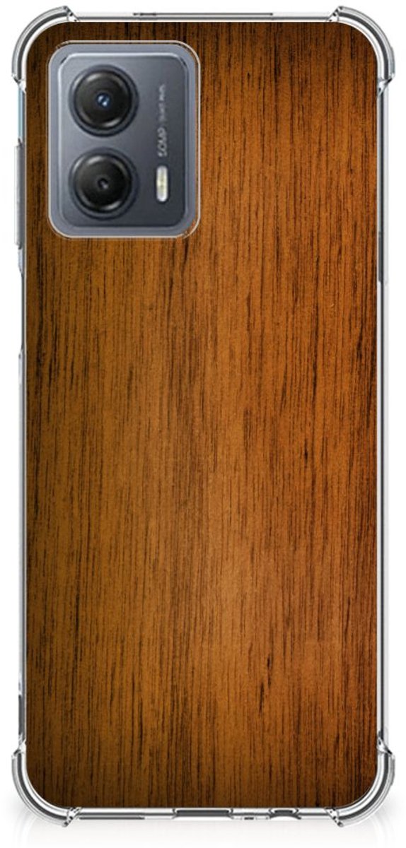 Motorola Moto G53 Stevig Telefoonhoesje Donker Hout