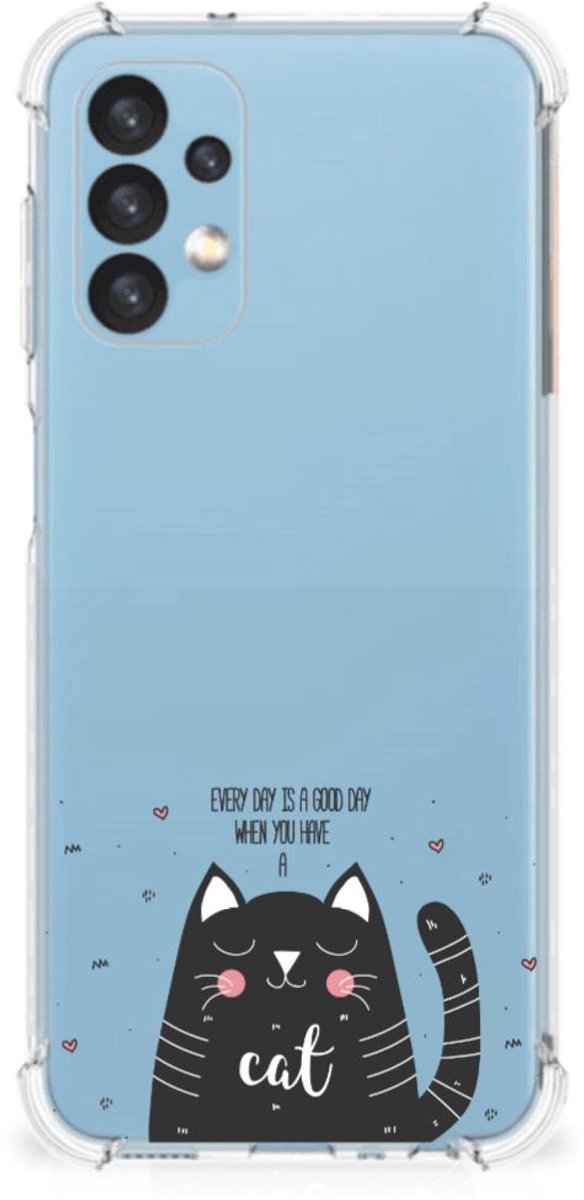 TPU Case Anti-Shock voor Samsung Galaxy A13 (4G) Stevig Bumper Hoesje Cat Good Day