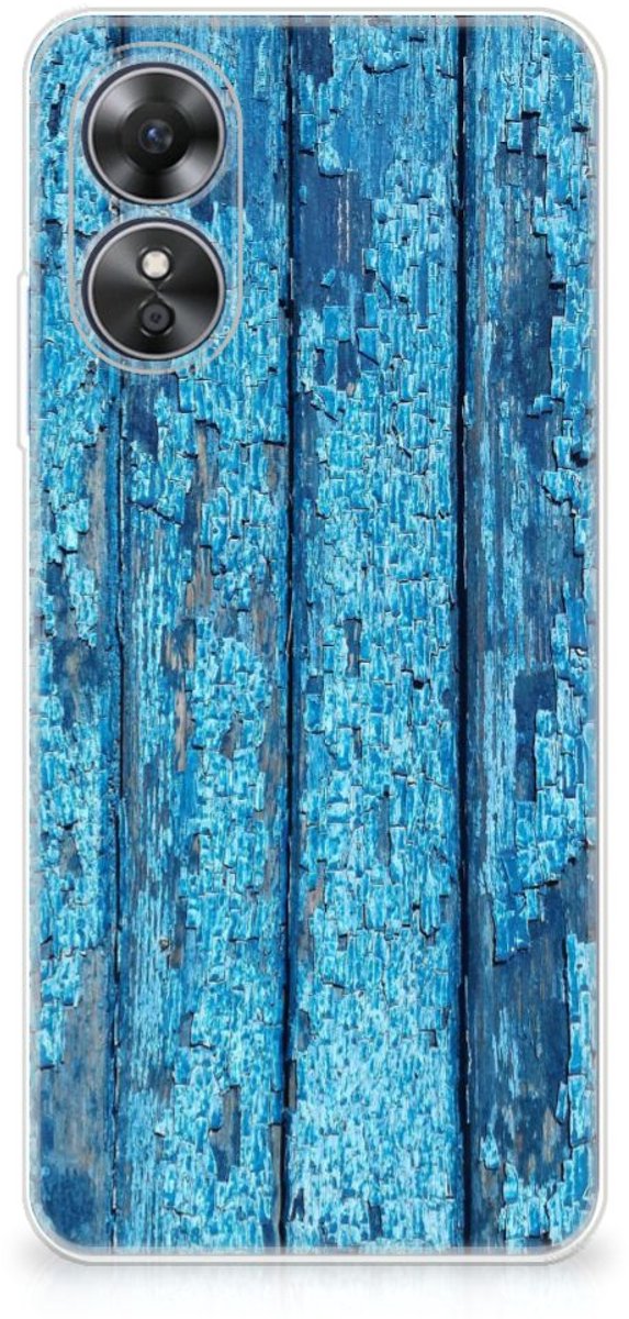 OPPO A17 Bumper Hoesje Wood Blue