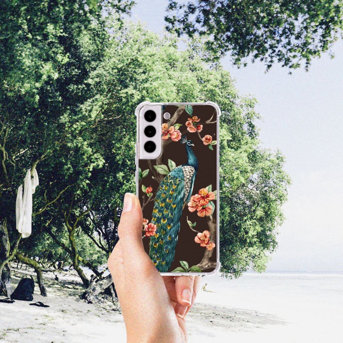 Samsung Galaxy S22 Plus Case Anti-shock Pauw met Bloemen