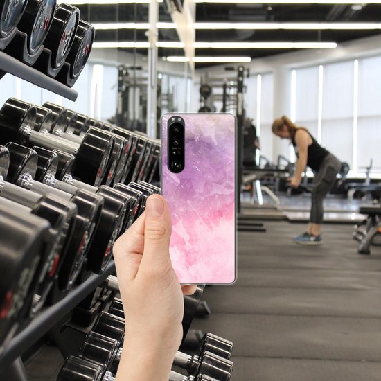 Coque de portable Sony Xperia 1 III Silicone Back Cover Pink Violet Paint