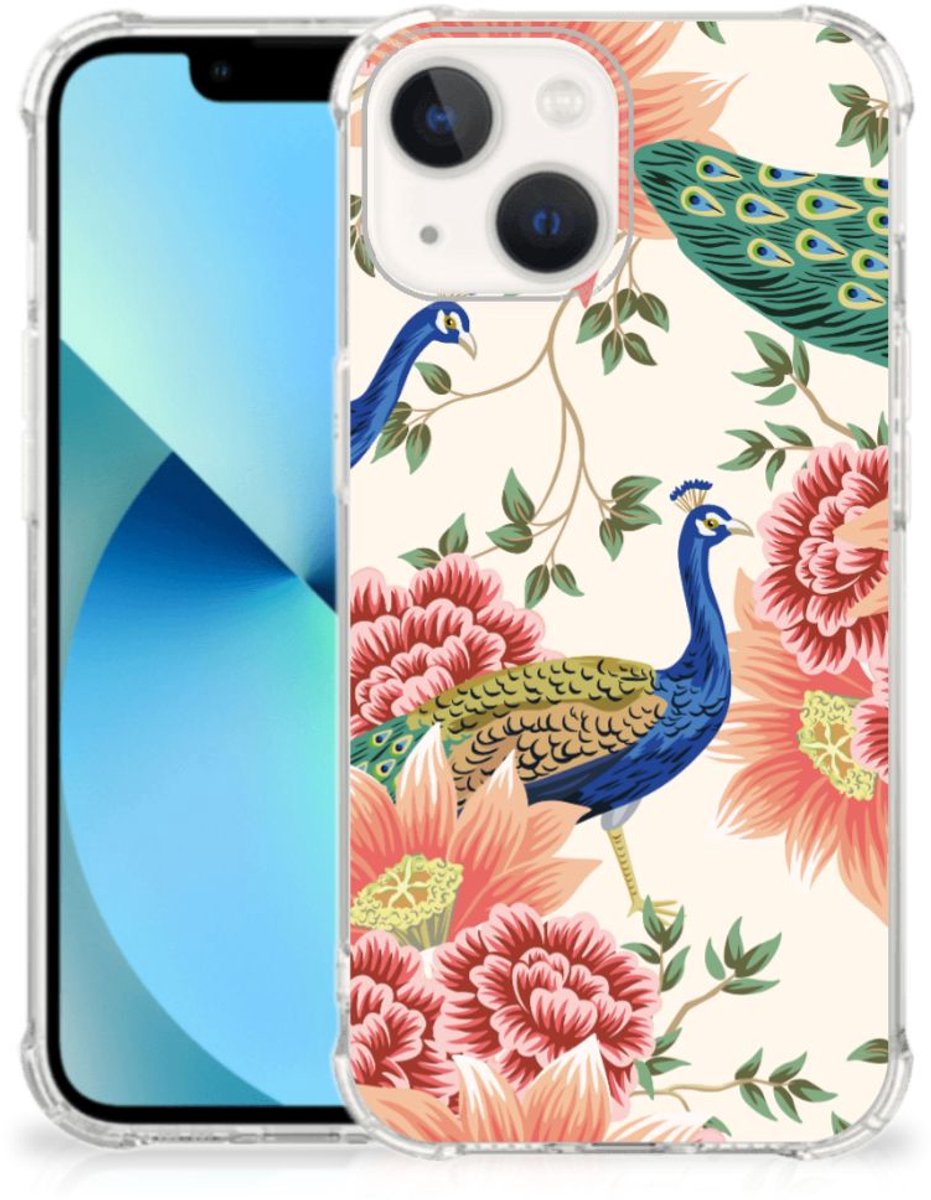 Case Anti-shock voor iPhone 13 mini Pink Peacock