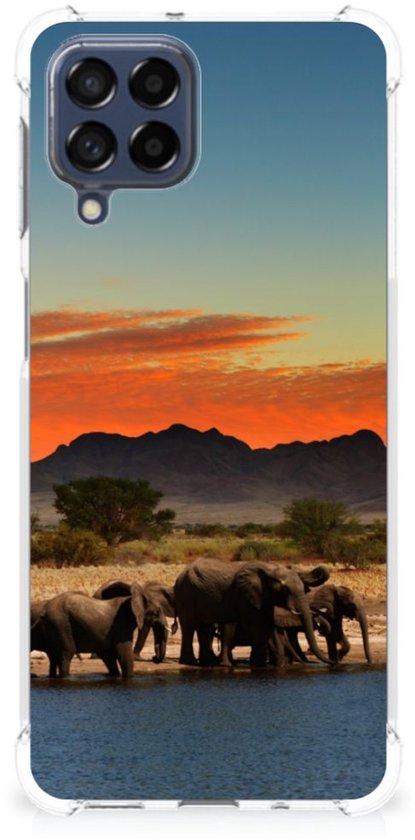 Bumper Case Samsung Galaxy M53 Coque de téléphone avec bordure transparente Éléphants