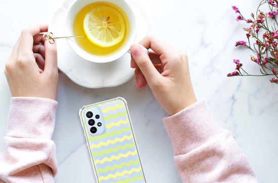 Trendy de Housses de téléphone Samsung Galaxy A23 Coque de téléphone avec bord transparent Waves Yellow