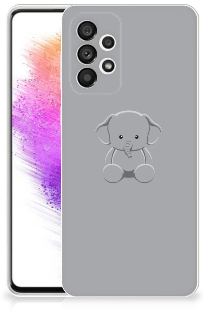 Samsung Galaxy A73 5G Telefoonhoesje met Naam Grijs Baby Olifant