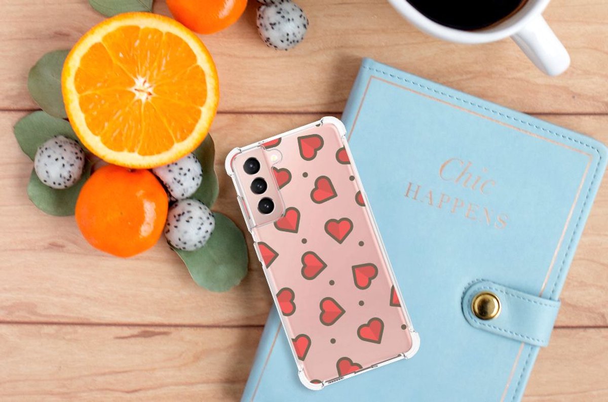 Samsung Galaxy S21 FE Doorzichtige Silicone Hoesje Hearts