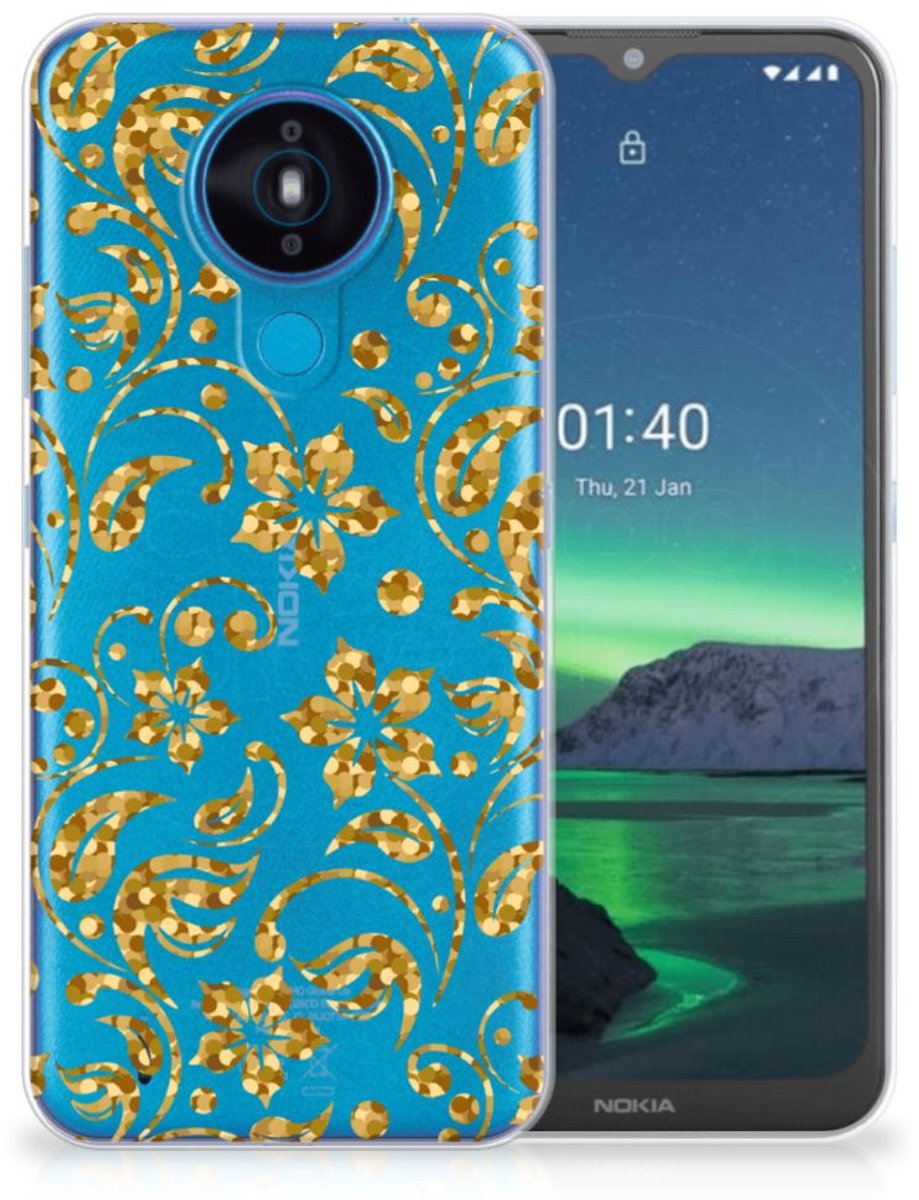 Nokia 1.4 TPU Case Gouden Bloemen