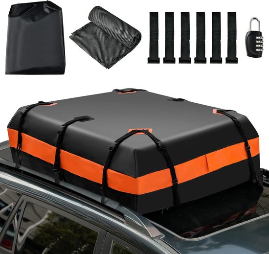 COSTWAY 450 l dakkoffer voor auto, waterdichte met cijferslot, 6 COSTWAY 450 l dakkoffer voor auto, waterdichte met cijferslot, 6