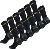 Caterpillar 12 Paires Chaussettes Travail - Hauteur Mi-Mollet - Renforcées au Talon et Pointe - Coton Noir 39-42