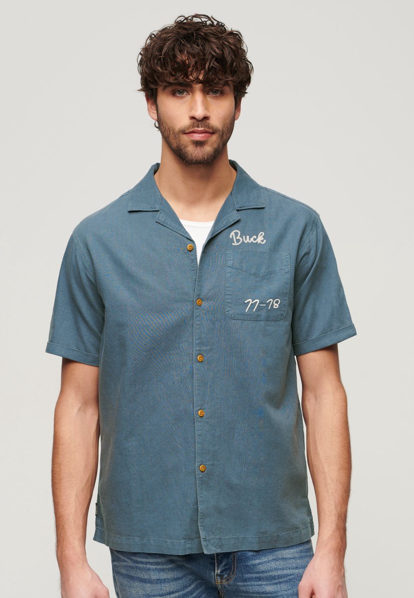 Superdry Resort overhemd met korte mouwen Heren Shirts Marineblauw