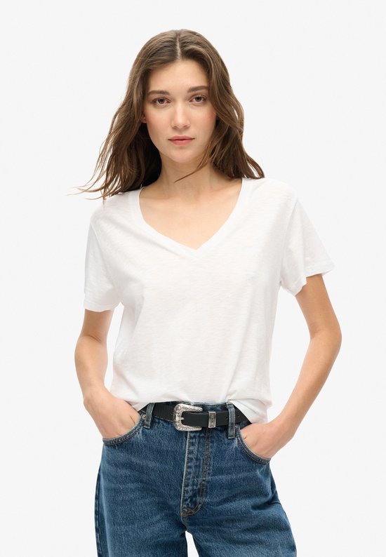 T-shirt Femme Superdry STUDIOS SLUB EMB VEE TEE - Taille XL