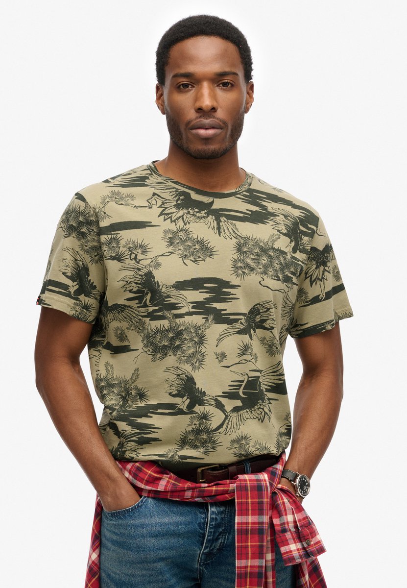 Superdry Classic Essential T-shirt met print Heren T-shirts Khaki