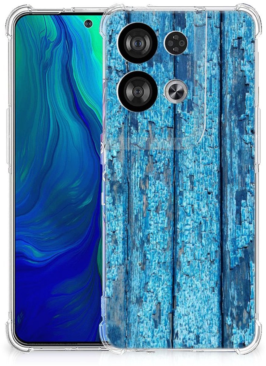 OPPO Reno8 Stevig Telefoonhoesje Wood Blue