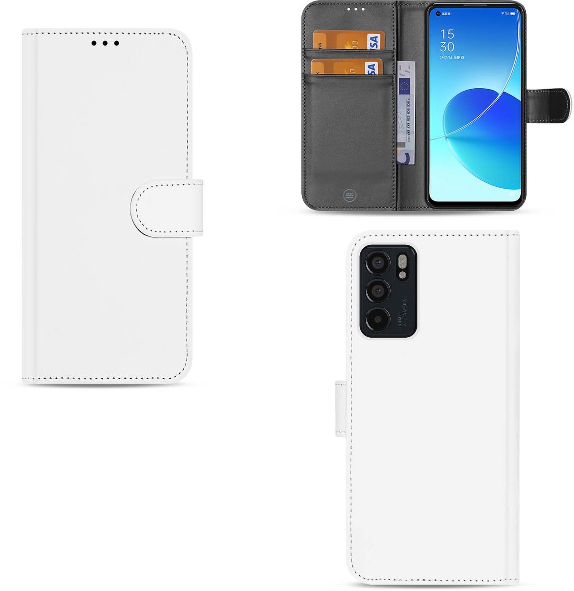 Hoesje OPPO Reno6 5G Book Cover Wit met Pasjeshouder