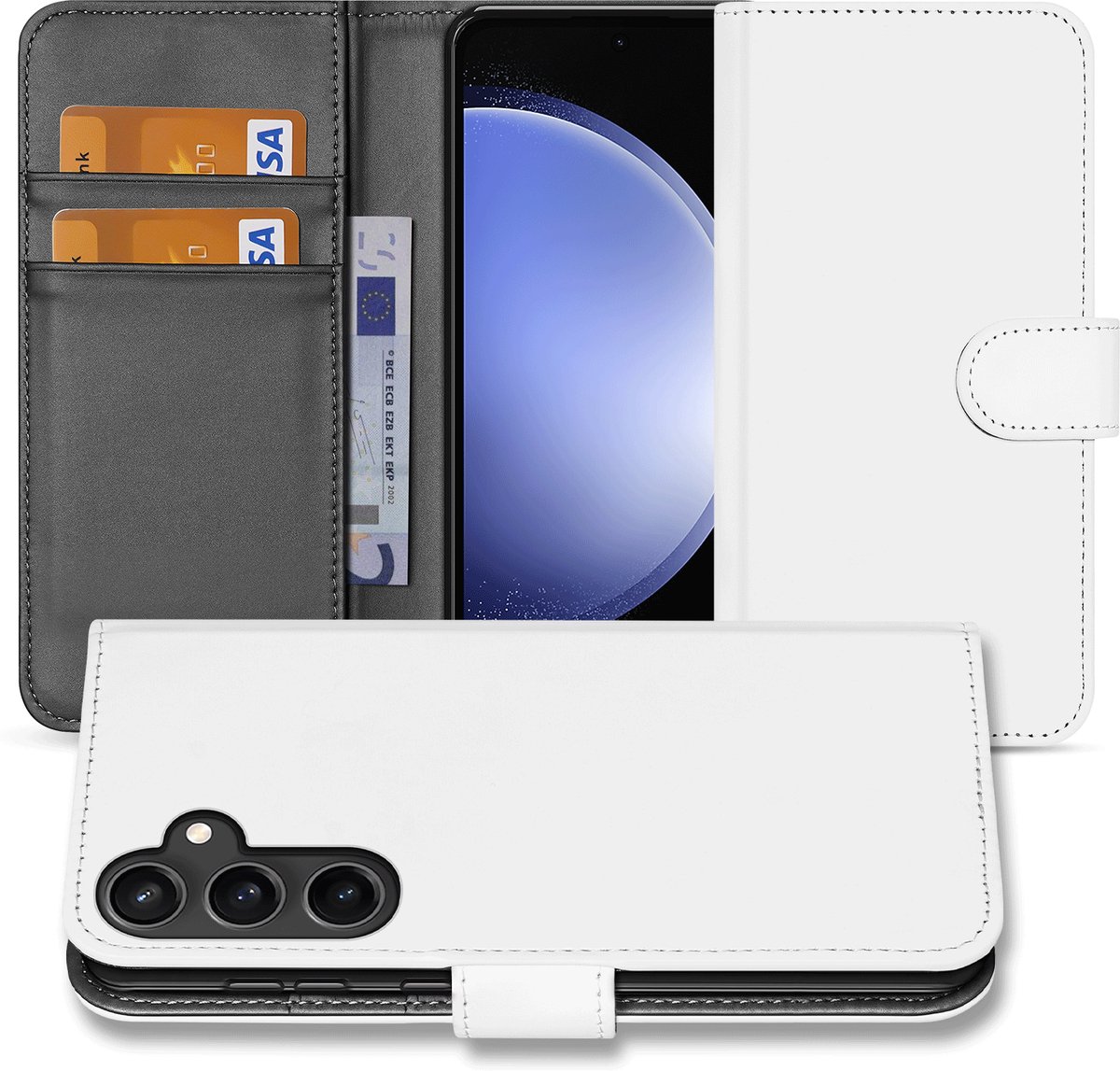 Book Case Telefoonhoesje voor de Samsung Galaxy S23 FE Wit met Pasjeshouder