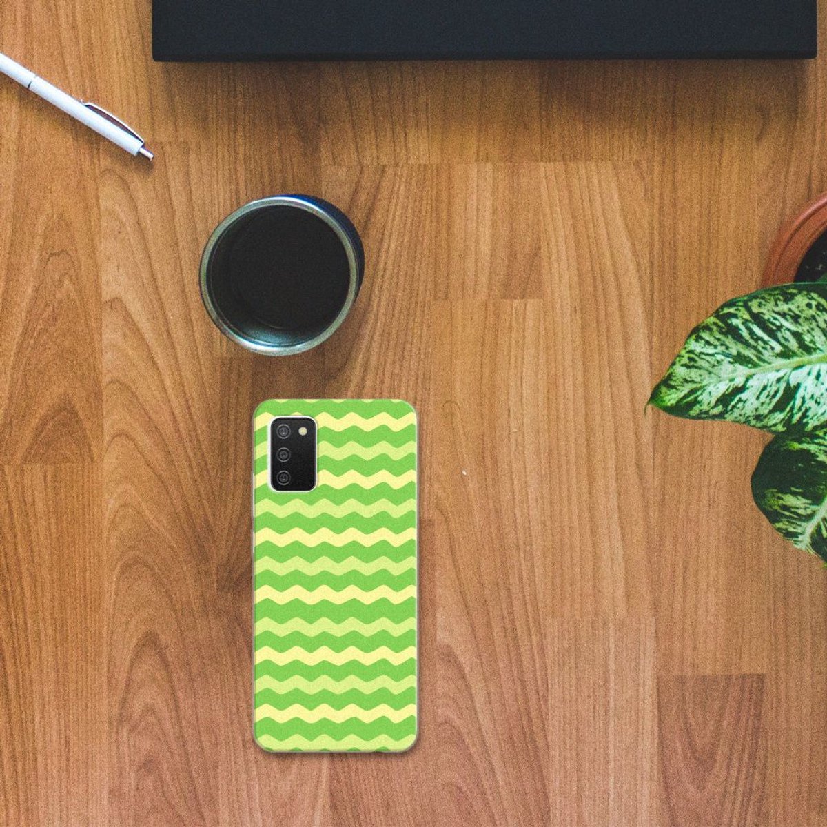 TPU Hoesje voor Samsung Galaxy A02s TPU bumper Waves Green