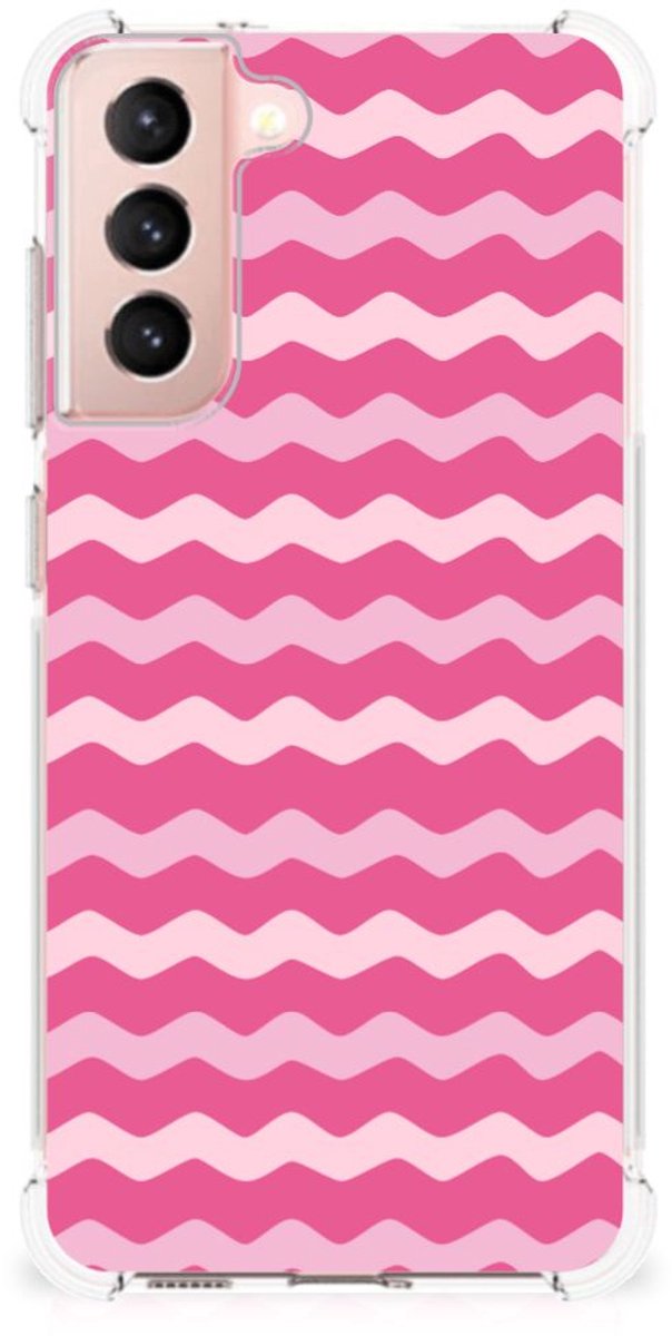 Samsung Galaxy S21 FE Doorzichtige Silicone Hoesje Waves Pink