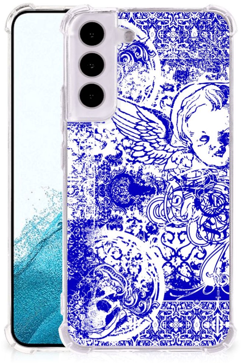 Extreme Case Samsung Galaxy S22 Angel Skull Blauw