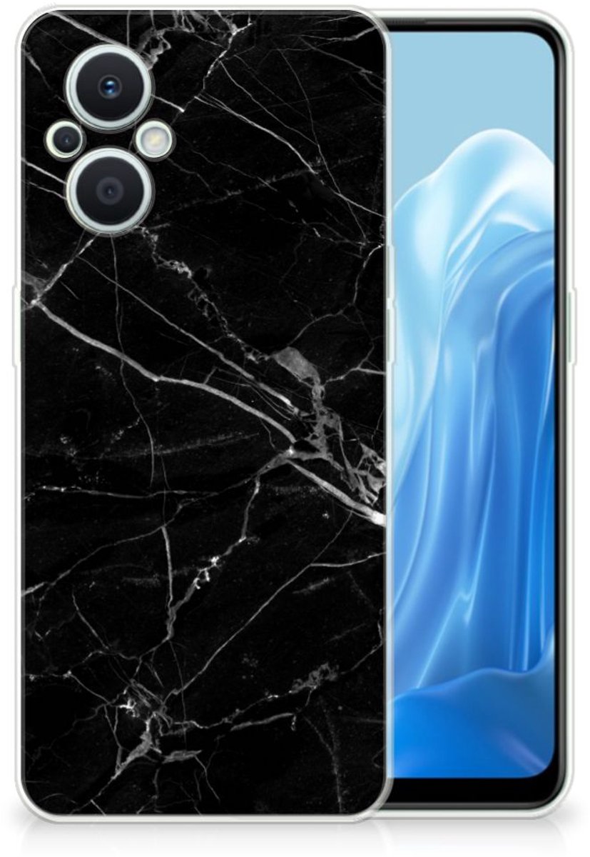 OPPO Reno8 Lite TPU Siliconen Hoesje Marmer Zwart - Origineel Cadeau Vader