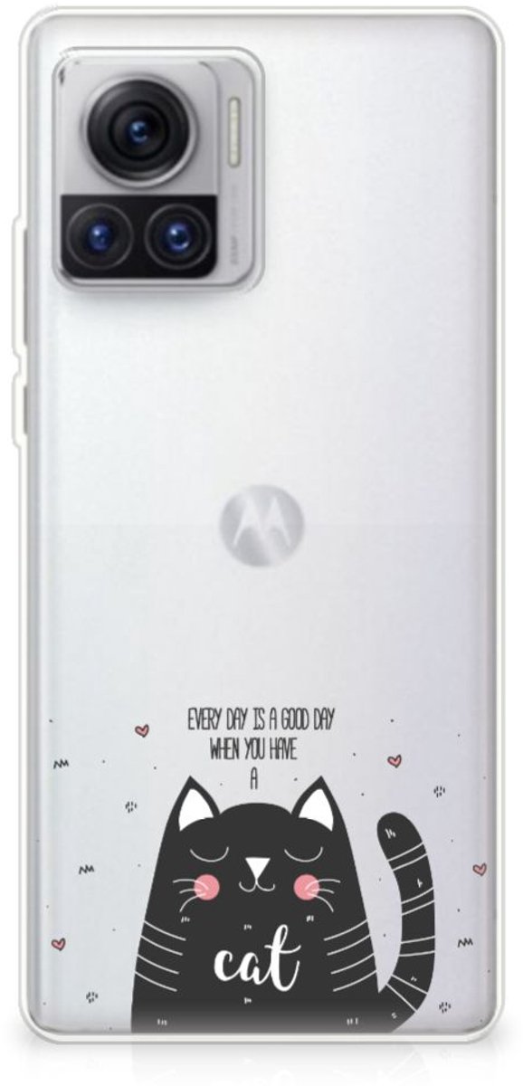 Motorola Moto X30 Pro Telefoonhoesje met Naam Cat Good Day