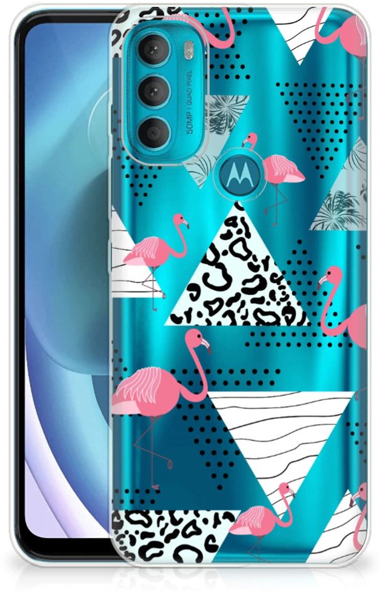 Motorola Moto G71 5G TPU Hoesje Flamingo Triangle