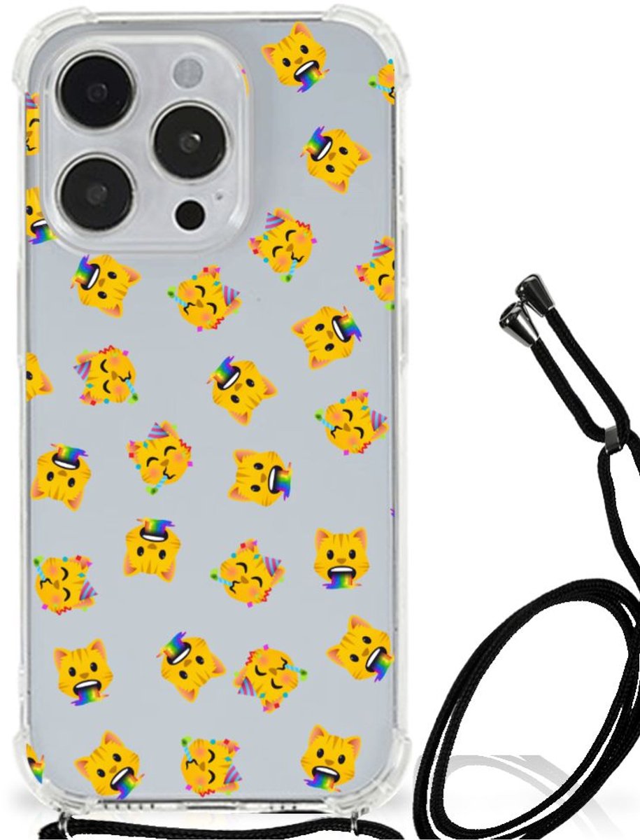 Doorzichtige Silicone Hoesje voor iPhone 14 Pro Max Katten Emojis