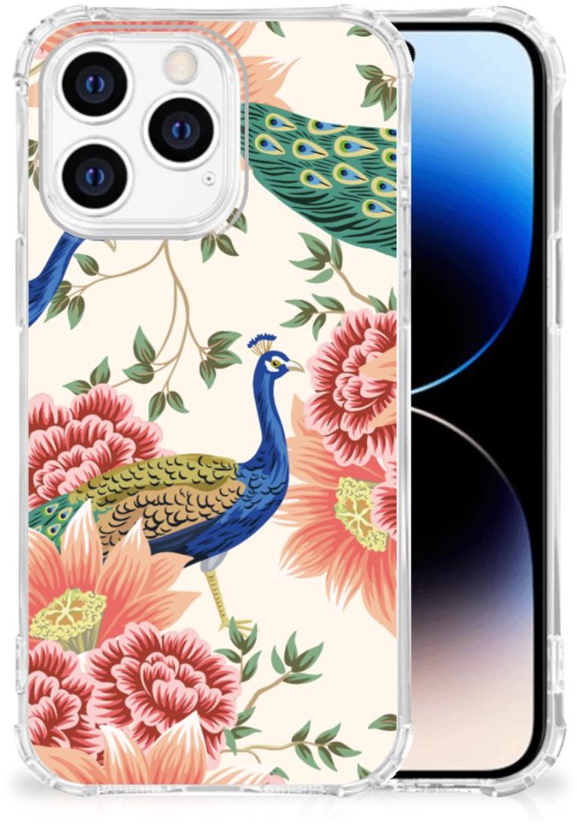 Case Anti-shock voor iPhone 14 Pro Pink Peacock