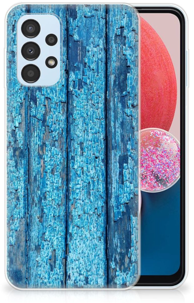 Samsung Galaxy A13 4G Bumper Hoesje Wood Blue