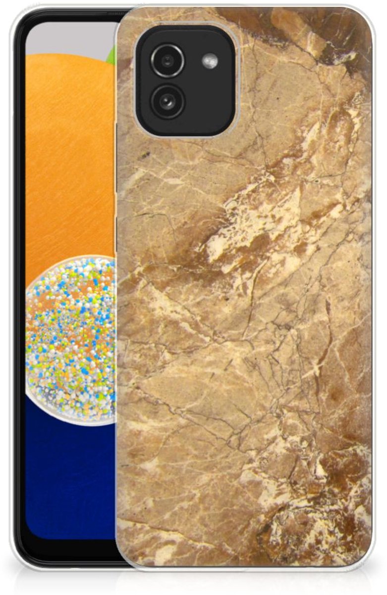 Samsung Galaxy A03 TPU Siliconen Hoesje Marmer Creme