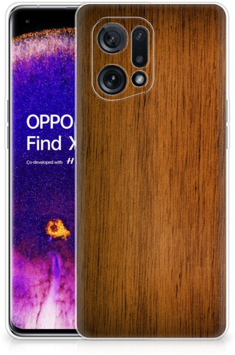 OPPO Find X5 Bumper Hoesje Donker Hout