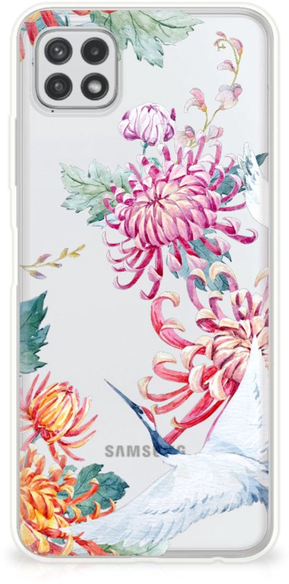 Samsung Galaxy A22 5G TPU Hoesje Bird Flowers